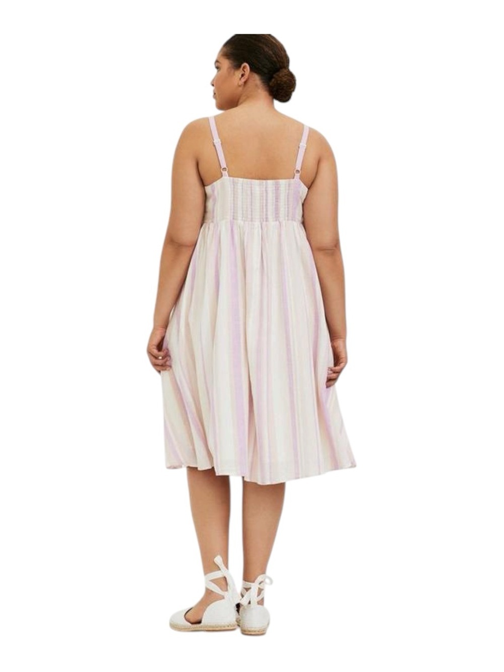 Torrid Pink Stripe Linen Blend Button Front Midi Dress Plus Size 2X - Picture 3 of 9